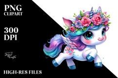 Cute Baby Unicorn Running, Transparent PNG Product Image 2