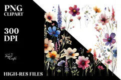 Colorful Wild Flowers | Watercolor Clipart Product Image 2
