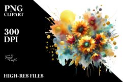 Vibrant Abstract with Sunflower | Sublimation Clipart Product Image 1