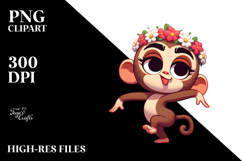 Cute Monkey with Flower Crown, Transparent PNG Product Image 2