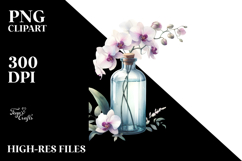 Bottle Filled with Large Orchid | Sublimation Clipart Product Image 2