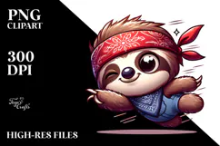 Cute Sloth Jumping Mid-Air, Transparent PNG Product Image 2
