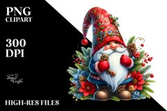 Detailed Vibrant Christmass Gnome Watercolor PNG Product Image 3