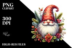 Detailed Vibrant Christmass Gnome Watercolor PNG Product Image 3