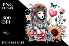 Boho Lion in Digital Painting PNG Product Image 2