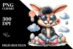 Bunny with Straw Hat and Sunglasses PNG Product Image 2