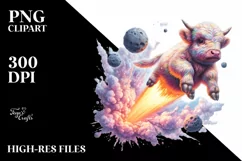 Colorful Meteor Highland Cow PNG Product Image 3