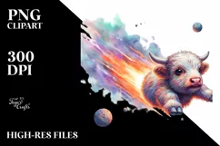 Colorful Meteor Highland Cow PNG Product Image 3