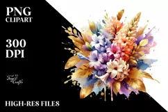bouquet with Splash and Hyacinth | Sublimation | Clipart Product Image 1