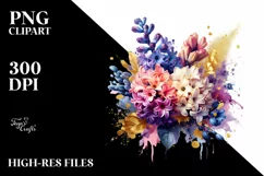 bouquet with Splash and Hyacinth | Sublimation | Clipart Product Image 1