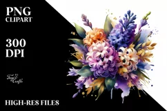 bouquet with Splash and Hyacinth | Sublimation | Clipart Product Image 1