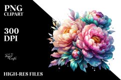 Detailed Shiny Peonies Made of Watercolor PNG Product Image 1