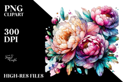 Detailed Shiny Peonies PNG Product Image 2