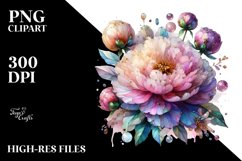 Detailed Shiny Peonies Made of Watercolor PNG Product Image 3