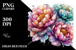 Detailed Shiny Peonies Made of Watercolor PNG Product Image 1