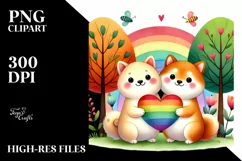 Cute Shiba Inu Trees Heart PNG Product Image 2