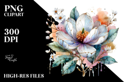 Magnolia with Golden Insertions, Watercolor PNG Product Image 2