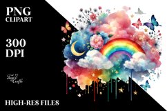 Watercolor Cloud with Hanging Hearts PNG Product Image 2