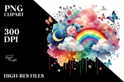 Watercolor Cloud with Hanging Hearts PNG Product Image 2