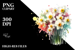 Narcissus with Watercolor Splash PNG Product Image 2