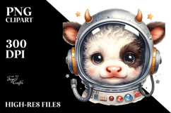 Cute Baby Cow with Astronaut Helmet, Transparent PNG Product Image 2