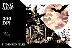 Retro Halloween Flower Sticker PNG Product Image 2