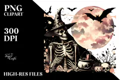 Retro Halloween Flower Sticker PNG Product Image 2