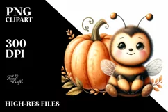 Funny Cute Baby Bee Sitting | Watercolor Clipart Product Image 3