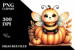 Funny Cute Baby Bee Sitting | Watercolor Clipart Product Image 3
