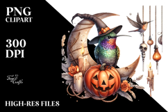 Hummingbird Dressed for Halloween on Moon PNG Product Image 2