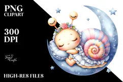 Cute Baby Snail Dressed for Summer PNG Product Image 2