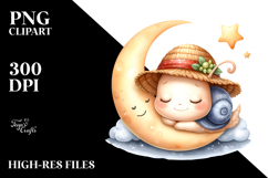 Cute Baby Snail Sleeping PNG Product Image 2