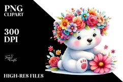 Vibrant Baby Polar Bear Sitting PNG Product Image 2
