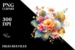 bouquet with Splash and Begonia | Sublimation | Clipart Product Image 3
