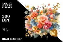 bouquet with Splash and Begonia | Sublimation | Clipart Product Image 1