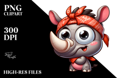 Exaggerated Cute Cartoon Rhino PNG Product Image 2
