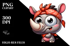 Exaggerated Cute Cartoon Rhino PNG Product Image 2