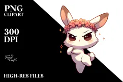 Cute Cartoon Bunny with Flower Crown PNG Product Image 2