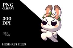 Cute Cartoon Bunny with Flower Crown PNG Product Image 2