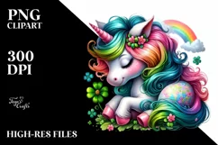 Colorful Patch of Clover Unicorn PNG Product Image 1