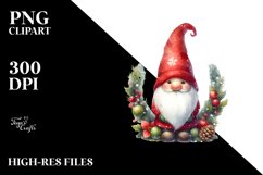 Washed Vibrant Watercolor Christmass Gnome PNG Product Image 1