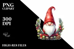 Washed Vibrant Watercolor Christmass Gnome PNG Product Image 3