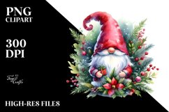 Washed Vibrant Watercolor Christmass Gnome PNG Product Image 3