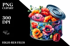 Colorful Can Poppy Splash | Sublimation | Clipart Product Image 1