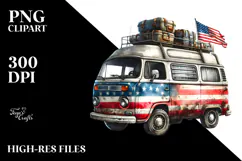 Vintage Dirty Campervan with USA Flag Colors, 20 oz Tumbler Product Image 2