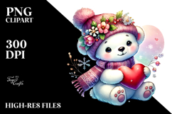 Adorable Polar Bear with Heart PNG Product Image 2