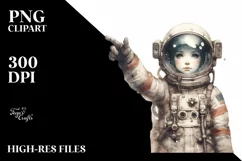 Vintage Astronaut Girl PNG Product Image 1