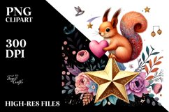 Boho Squirrel in Digital Painting PNG Product Image 2