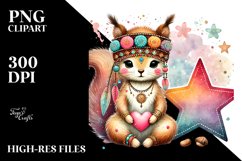 Boho Squirrel Holding Heart PNG Product Image 2