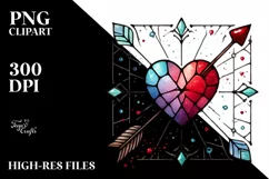 Watercolor Stained Heart with Arrow, High-Quality PNG Product Image 2